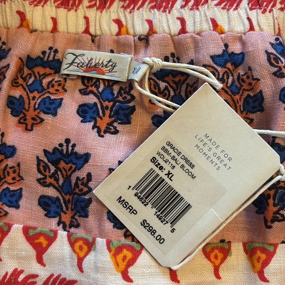 NWT faherty gracie linen dress in bali bloom - Picture 5 of 5